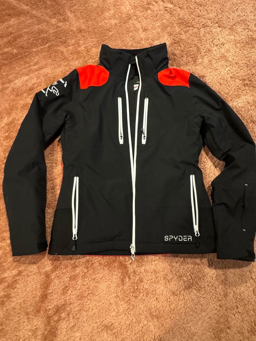 Spyder Black Ski Jacket with Red Shoulder Accents